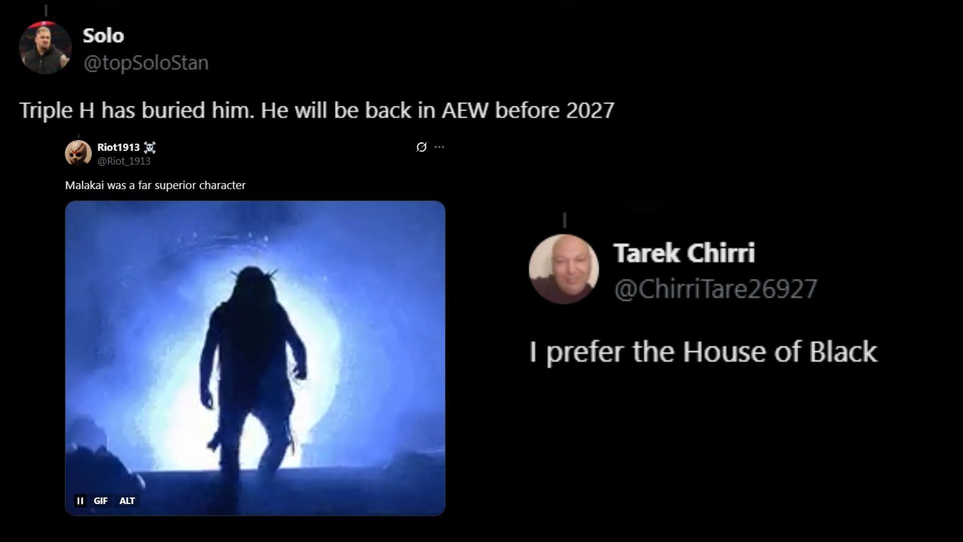Fans react to Black's current WWE run. (Images via @TheCovalentTV on X)